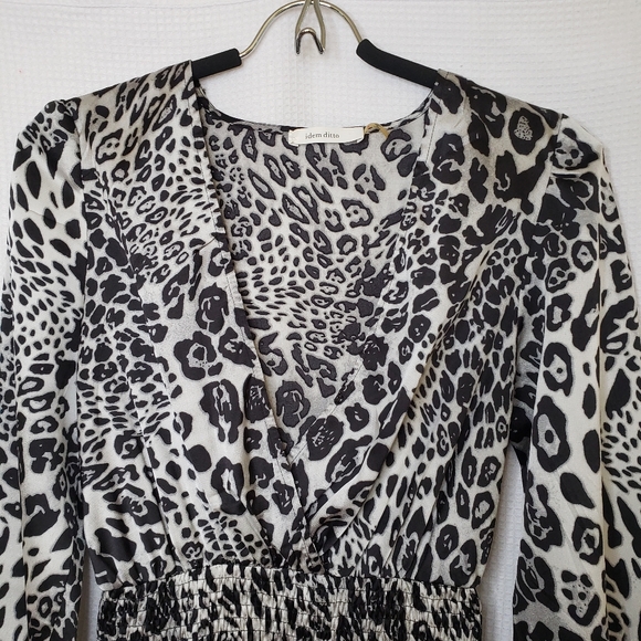 M Boutique Idem Ditto Women's Small Leopard Print Mini Smocked Dress - Picture 2 of 4